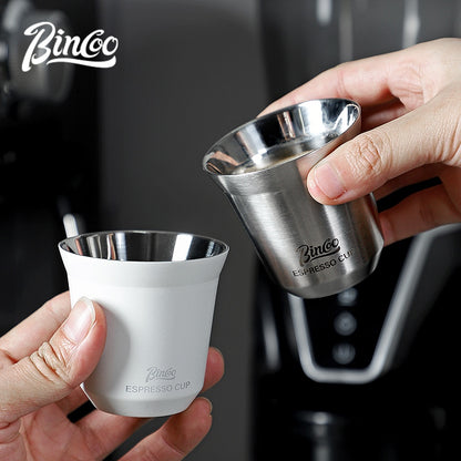 BINCOO Espresso Measuring Cups Stainless Steel Small Milk Jar Double Ounce Cups with Electronic Weighing Set 80ML