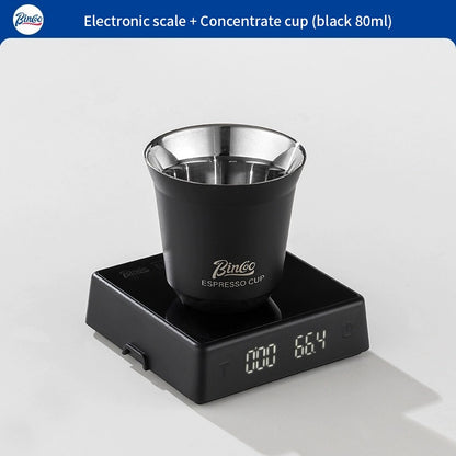 BINCOO Espresso Measuring Cups Stainless Steel Small Milk Jar Double Ounce Cups with Electronic Weighing Set 80ML