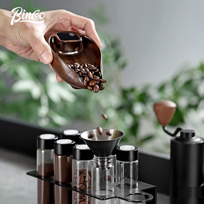 BINCOO Walnut Touchscreens Coffee Electronic Scale Bean Dish Hand Brewed Coffee Weighing Plate Espresso Appliances
