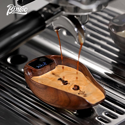BINCOO Walnut Touchscreens Coffee Electronic Scale Bean Dish Hand Brewed Coffee Weighing Plate Espresso Appliances