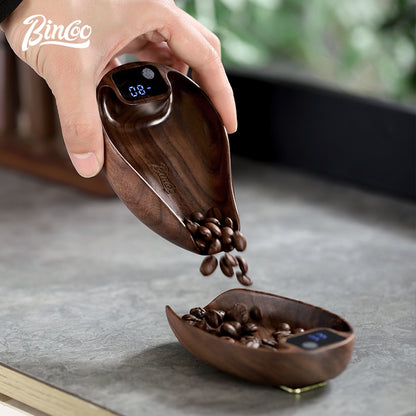 BINCOO Walnut Touchscreens Coffee Electronic Scale Bean Dish Hand Brewed Coffee Weighing Plate Espresso Appliances
