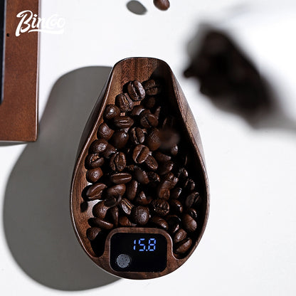 BINCOO Walnut Touchscreens Coffee Electronic Scale Bean Dish Hand Brewed Coffee Weighing Plate Espresso Appliances