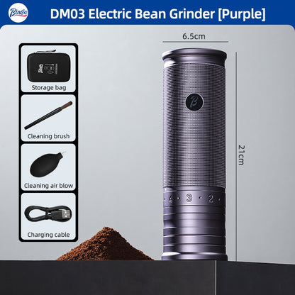 BINCOO DM03 Coffee Grinder Portable Coffee Bean Electric Grinder Small Household Outside Adjustment Espresso Grinder