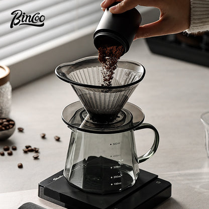 BINCOO Hand Brewed Coffee Filter Cup Drip Filter Mug Set Home Coffee Sharing Pot Hand Brewing Kettle Manual Grinder Set Coffee Utensils Set 500ML/700ML