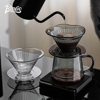 BINCOO Hand Brewed Coffee Filter Cup Drip Filter Mug Set Home Coffee Sharing Pot Hand Brewing Kettle Manual Grinder Set Coffee Utensils Set 500ML/700ML