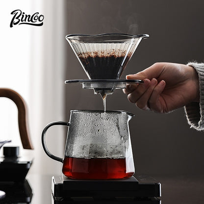 BINCOO Hand Brewed Coffee Filter Cup Drip Filter Mug Set Home Coffee Sharing Pot Hand Brewing Kettle Manual Grinder Set Coffee Utensils Set 500ML/700ML