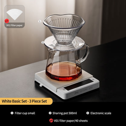 BINCOO Hand Brewed Coffee Filter Cup Drip Filter Mug Set Home Coffee Sharing Pot Hand Brewing Kettle Manual Grinder Set Coffee Utensils Set 500ML/700ML