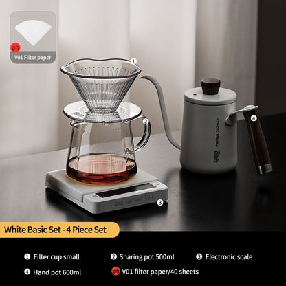 BINCOO Hand Brewed Coffee Filter Cup Drip Filter Mug Set Home Coffee Sharing Pot Hand Brewing Kettle Manual Grinder Set Coffee Utensils Set 500ML/700ML