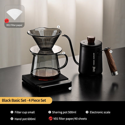 BINCOO Hand Brewed Coffee Filter Cup Drip Filter Mug Set Home Coffee Sharing Pot Hand Brewing Kettle Manual Grinder Set Coffee Utensils Set 500ML/700ML