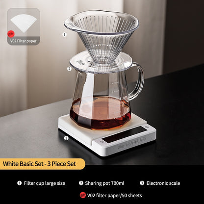 BINCOO Hand Brewed Coffee Filter Cup Drip Filter Mug Set Home Coffee Sharing Pot Hand Brewing Kettle Manual Grinder Set Coffee Utensils Set 500ML/700ML