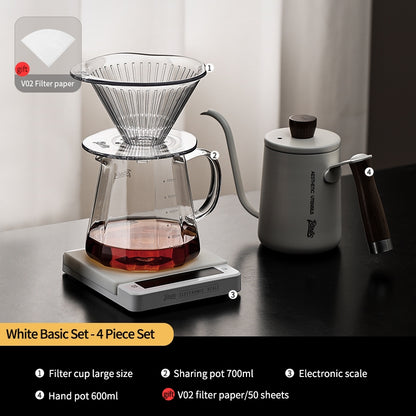 BINCOO Hand Brewed Coffee Filter Cup Drip Filter Mug Set Home Coffee Sharing Pot Hand Brewing Kettle Manual Grinder Set Coffee Utensils Set 500ML/700ML