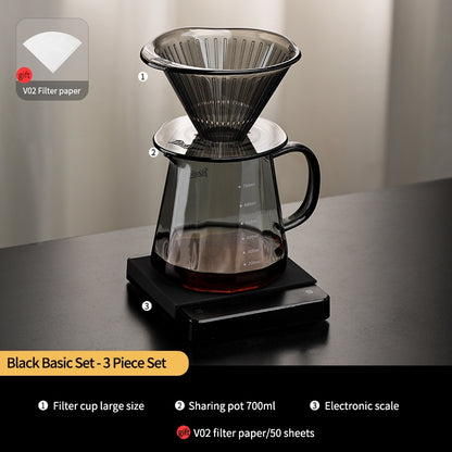 BINCOO Hand Brewed Coffee Filter Cup Drip Filter Mug Set Home Coffee Sharing Pot Hand Brewing Kettle Manual Grinder Set Coffee Utensils Set 500ML/700ML