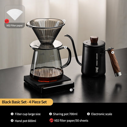 BINCOO Hand Brewed Coffee Filter Cup Drip Filter Mug Set Home Coffee Sharing Pot Hand Brewing Kettle Manual Grinder Set Coffee Utensils Set 500ML/700ML