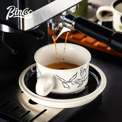 BINCOO Retro Creative Coffee Cup and Saucer Set Coffee Ceramic Mug Afternoon Tea Cup with Spoon for Household Office 260ML