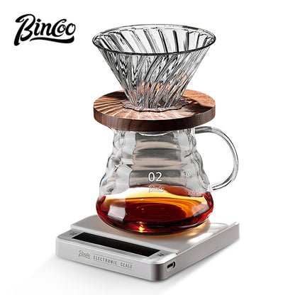 BINCOO Hand Brewed Coffee Set Glass Sharing Pot V60 Filter Cup Manual Coffee Grinder Complete Set Extraction Brewing Utensils 400ML/600ML