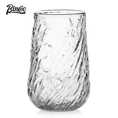 BINCOO Glass Coffee Mug Vintage American Latte Glass Afternoon Tea Cup Espresso Mug High-end Exquisite 420ML