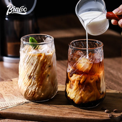 BINCOO Glass Coffee Mug Vintage American Latte Glass Afternoon Tea Cup Espresso Mug High-end Exquisite 420ML