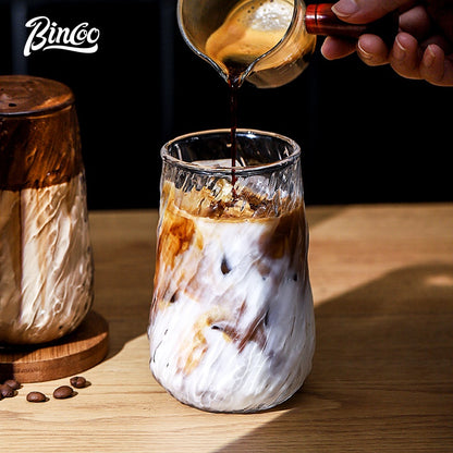 BINCOO Glass Coffee Mug Vintage American Latte Glass Afternoon Tea Cup Espresso Mug High-end Exquisite 420ML