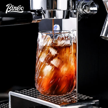BINCOO Glass Coffee Mug Vintage American Latte Glass Afternoon Tea Cup Espresso Mug High-end Exquisite 420ML