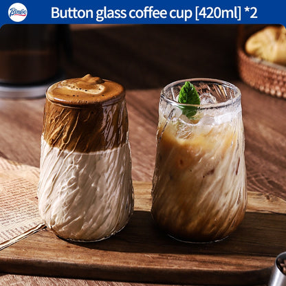 BINCOO Glass Coffee Mug Vintage American Latte Glass Afternoon Tea Cup Espresso Mug High-end Exquisite 420ML