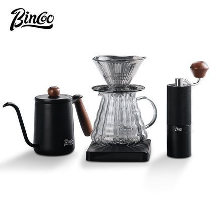 BINCOO Horseshoe Lotus Hand Brew Coffee Pot Set Tritan Filter Cup Coffee Manual Grinder Glass Sharing Pot Set 600ML
