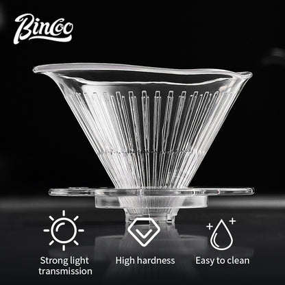 BINCOO Horseshoe Lotus Hand Brew Coffee Pot Set Tritan Filter Cup Coffee Manual Grinder Glass Sharing Pot Set 600ML