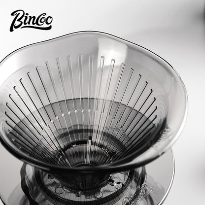 BINCOO Horseshoe Lotus Hand Brew Coffee Pot Set Tritan Filter Cup Coffee Manual Grinder Glass Sharing Pot Set 600ML
