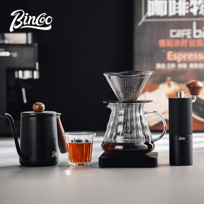 BINCOO Horseshoe Lotus Hand Brew Coffee Pot Set Tritan Filter Cup Coffee Manual Grinder Glass Sharing Pot Set 600ML