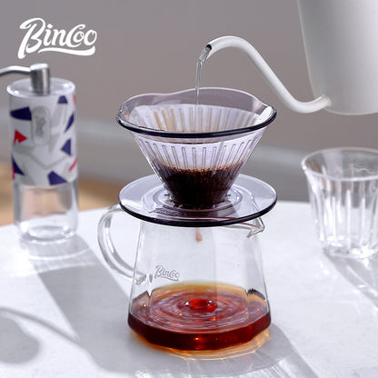 BINCOO Horseshoe Lotus Hand Brew Coffee Pot Set Tritan Filter Cup Sharing Pot Set for Home Office 600ML