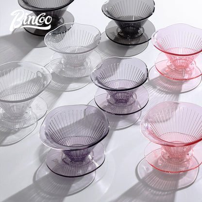 BINCOO Horseshoe Lotus Hand Brew Coffee Pot Set Tritan Filter Cup Sharing Pot Set for Home Office 600ML