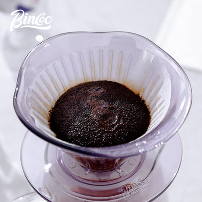 BINCOO Horseshoe Lotus Hand Brew Coffee Pot Set Tritan Filter Cup Sharing Pot Set for Home Office 600ML