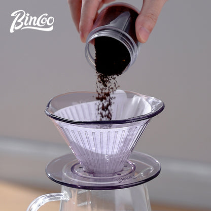 BINCOO Horseshoe Lotus Hand Brew Coffee Pot Set Tritan Filter Cup Sharing Pot Set for Home Office 600ML