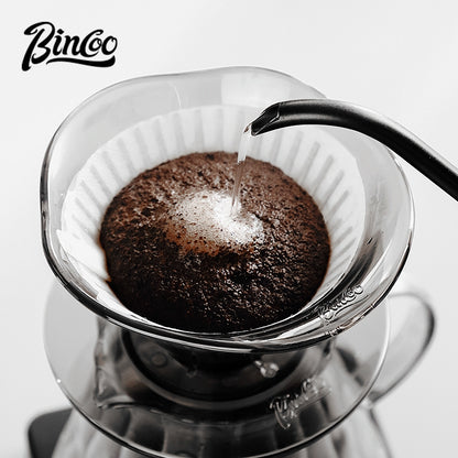 BINCOO Horseshoe Lotus Hand Brew Coffee Pot Set Tritan Filter Cup Sharing Pot Set for Home Office 600ML
