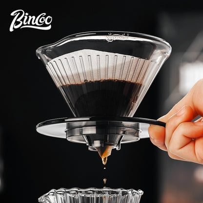 BINCOO Horseshoe Lotus Hand Brew Coffee Pot Set Tritan Filter Cup Sharing Pot Set for Home Office 600ML