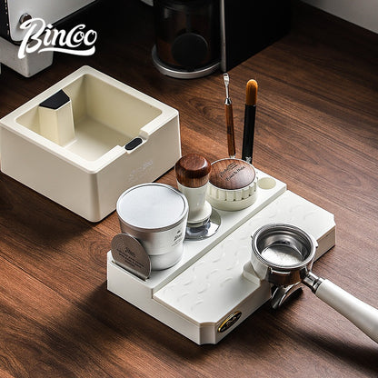 BINCOO Multifunctional Coffee Press Powder Base Set Coffee Tamper Cloth Powder Dispenser Set Coffee Machine Handle Filling Press Set Coffee Machine Accessories 51MM/58MM