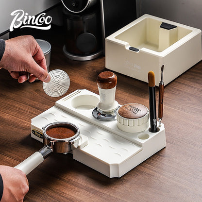 BINCOO Multifunctional Coffee Press Powder Base Set Coffee Tamper Cloth Powder Dispenser Set Coffee Machine Handle Filling Press Set Coffee Machine Accessories 51MM/58MM