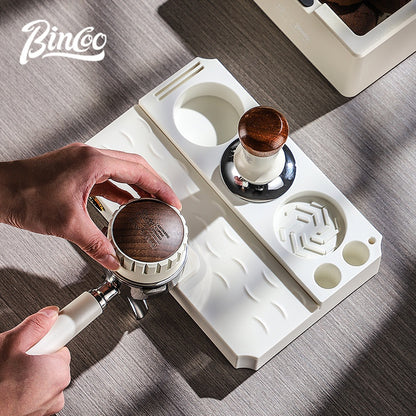 BINCOO Multifunctional Coffee Press Powder Base Set Coffee Tamper Cloth Powder Dispenser Set Coffee Machine Handle Filling Press Set Coffee Machine Accessories 51MM/58MM