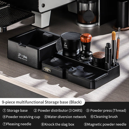 BINCOO Multifunctional Coffee Press Powder Base Set Coffee Tamper Cloth Powder Dispenser Set Coffee Machine Handle Filling Press Set Coffee Machine Accessories 51MM/58MM
