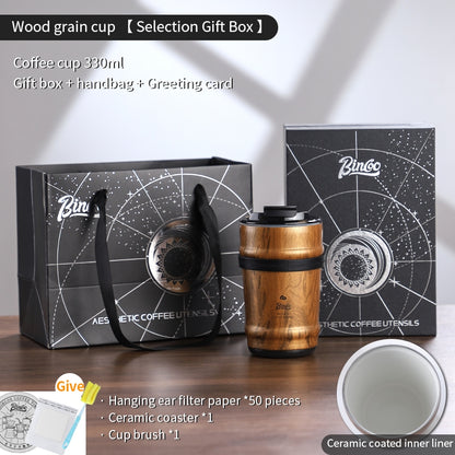 BINCOO Creative Ceramic Coffee Mug Gift Box 316 Stainless Steel Insulated Coffee Mug Holiday Birthday Gift Best 330ML
