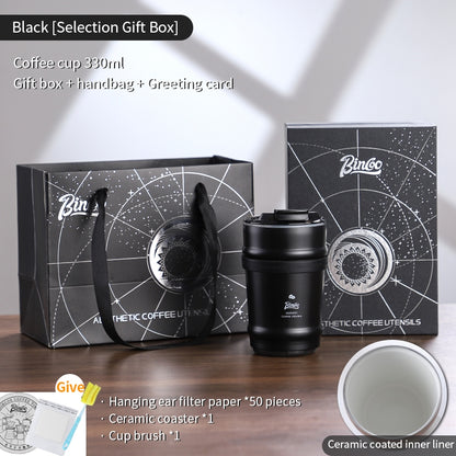 BINCOO Creative Ceramic Coffee Mug Gift Box 316 Stainless Steel Insulated Coffee Mug Holiday Birthday Gift Best 330ML