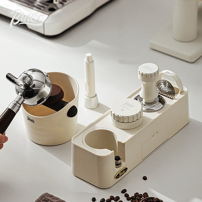 BINCOO Coffee Cloth Powder Dispenser Base 3-Piece Set Espresso Machine Handle Storage Base Powder Press Hammer Set 51MM/58MM
