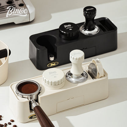 BINCOO Coffee Cloth Powder Dispenser Base 3-Piece Set Espresso Machine Handle Storage Base Powder Press Hammer Set 51MM/58MM