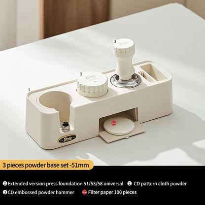 BINCOO Coffee Cloth Powder Dispenser Base 3-Piece Set Espresso Machine Handle Storage Base Powder Press Hammer Set 51MM/58MM