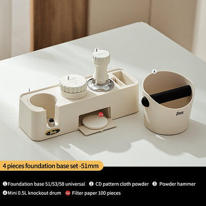 BINCOO Coffee Cloth Powder Dispenser Base 3-Piece Set Espresso Machine Handle Storage Base Powder Press Hammer Set 51MM/58MM
