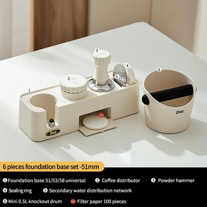 BINCOO Coffee Cloth Powder Dispenser Base 3-Piece Set Espresso Machine Handle Storage Base Powder Press Hammer Set 51MM/58MM
