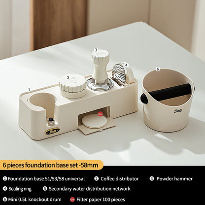 BINCOO Coffee Cloth Powder Dispenser Base 3-Piece Set Espresso Machine Handle Storage Base Powder Press Hammer Set 51MM/58MM