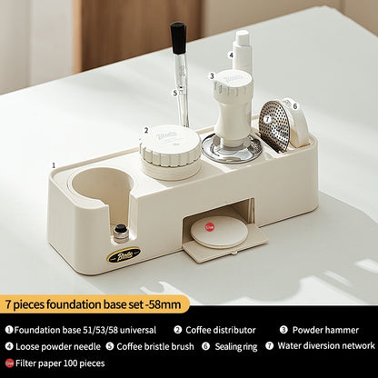 BINCOO Coffee Cloth Powder Dispenser Base 3-Piece Set Espresso Machine Handle Storage Base Powder Press Hammer Set 51MM/58MM