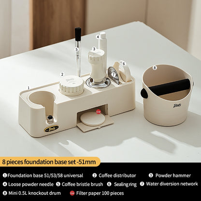 BINCOO Coffee Cloth Powder Dispenser Base 3-Piece Set Espresso Machine Handle Storage Base Powder Press Hammer Set 51MM/58MM
