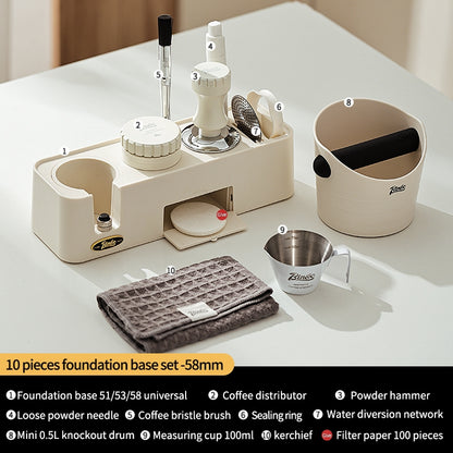 BINCOO Coffee Cloth Powder Dispenser Base 3-Piece Set Espresso Machine Handle Storage Base Powder Press Hammer Set 51MM/58MM