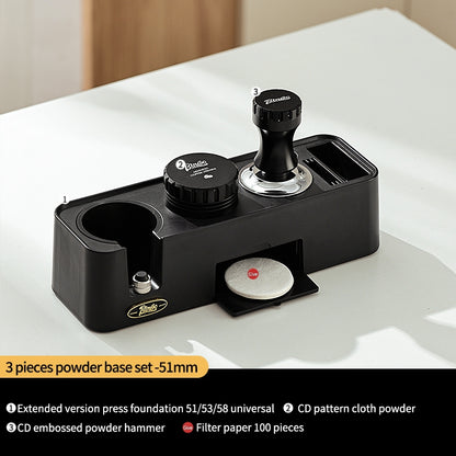 BINCOO Coffee Cloth Powder Dispenser Base 3-Piece Set Espresso Machine Handle Storage Base Powder Press Hammer Set 51MM/58MM